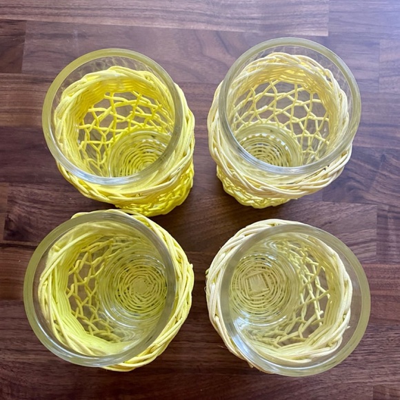 Neon Yellow Wicker Cup Holders & Acrylic Cups - Picture 3 of 4